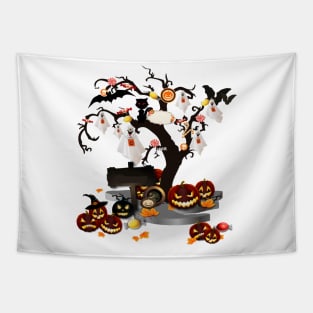 Halloween Tree tee design birthday gift graphic Tapestry