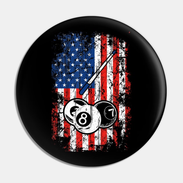 Billiards American Flag Cue Pool Balls Billiard Player Pin by mccloysitarh