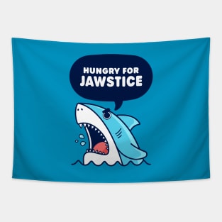 Hungry for Jawstice - Cute Shark Pun Tapestry