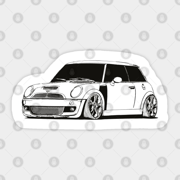 Cooper S - stylized monochrome - Mini - Sticker