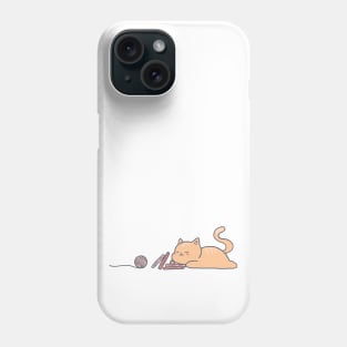 Sleepy Study Orange Cat With a Ball of Yarn Phone Case