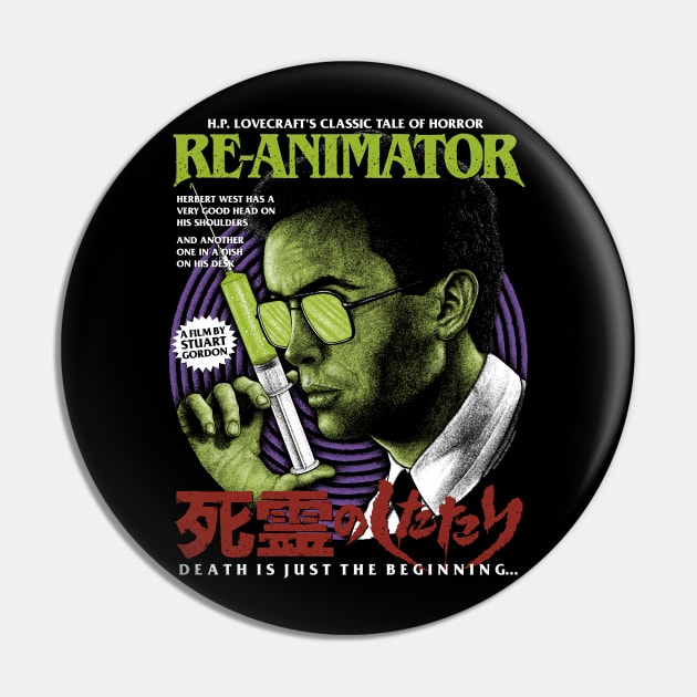 Reanimator, Herbert west, Lovecraft Pin by PeligroGraphics