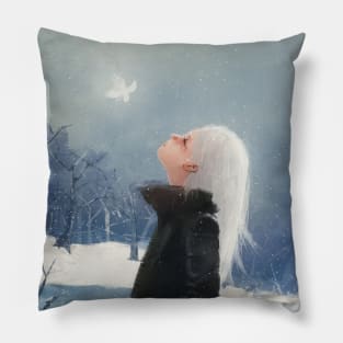 Butterfly in snow Pillow