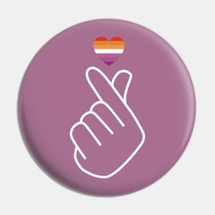 Lesbian Pride Flag Korean Love Sign Pin