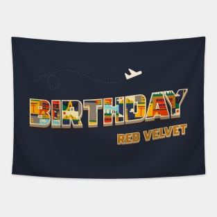 Red Velvet Birthday text | Morcaworks Tapestry