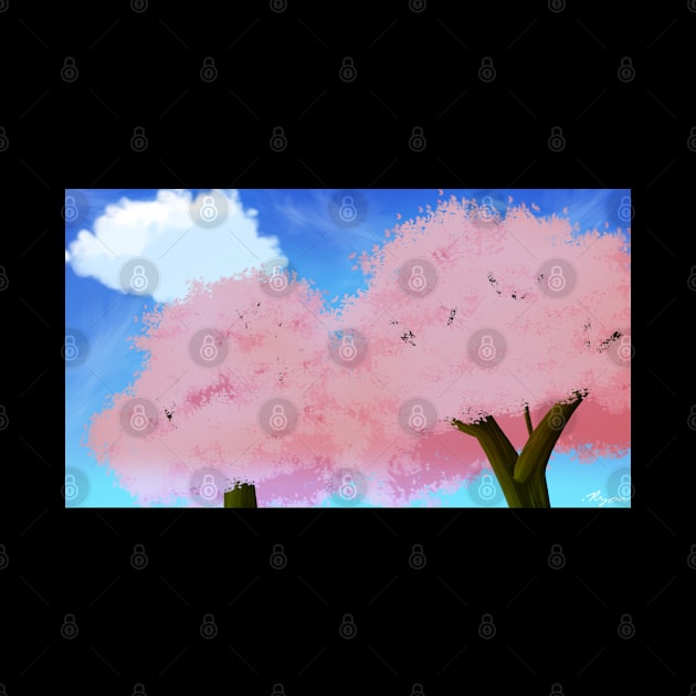 Pink Cherry Blossom Tree Scenery - Calm and Relaxing Anime Nature Painting by DotNeko