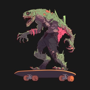 Zombie Lizard on Skateboard T-Shirt