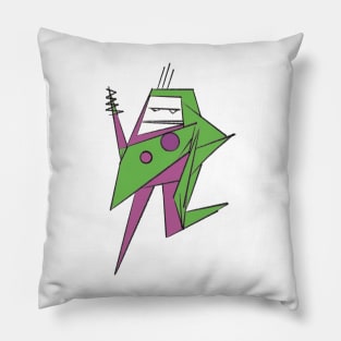Zap the robot purple and green Pillow