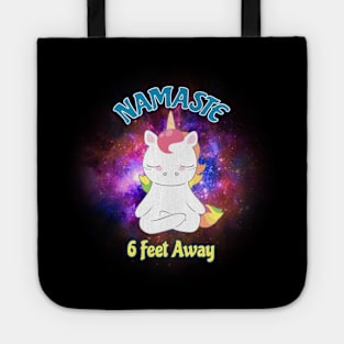 Namaste 6 Feet Away Unicorn Tote