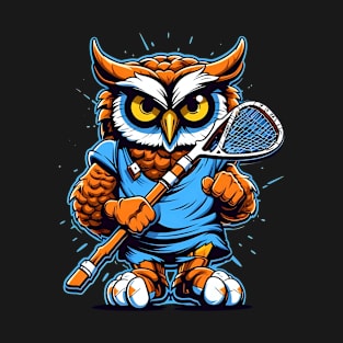 Lacrosse Coach Shirt | Owl Playing Lacrosse T-Shirt