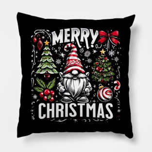 Festive Gnome Christmas T-Shirt Pillow