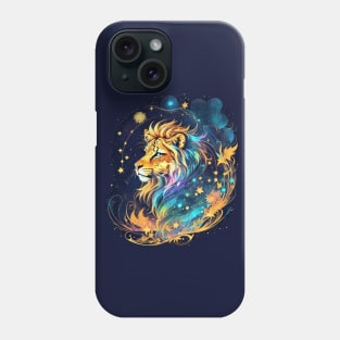 Lion on the background of the starry sky Phone Case