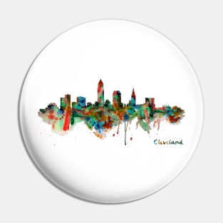 Cleveland Watercolor Skyline Pin