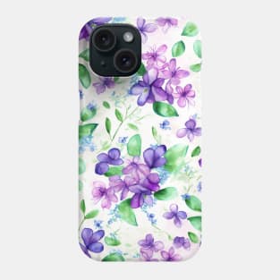 Watercolor Purple Blossoms Floral with Purple flowers Phone Case