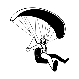 Pilot Flying Paraglider Paragliding Mascot Black and White Retro T-Shirt