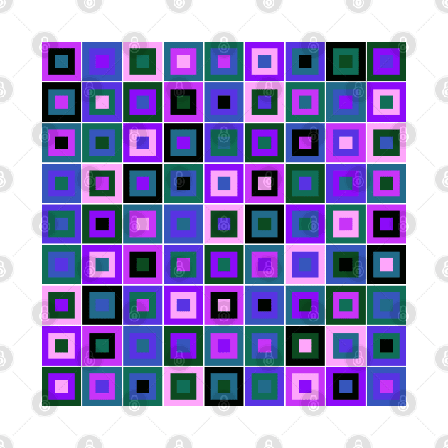 Abstract Square Geometric | Pop Fashion Modern Fusion Layered Blue Green Pink Regular by aRtVerse