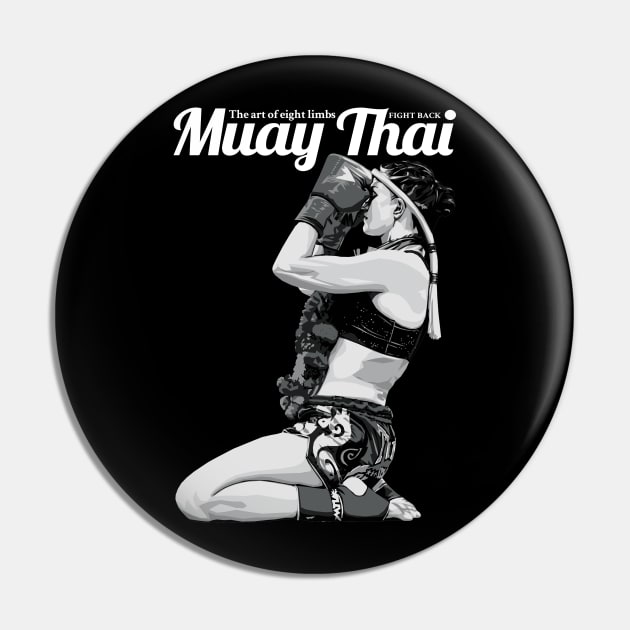 Muay Thai Girl Fight Back Pin by KewaleeTee