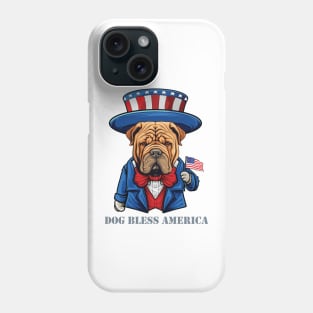 Funny 4th of July Chinese Shar Pei Dog Bless America Phone Case