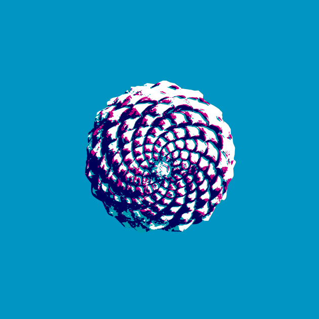 pine cone in aqua, purple and indigo by VrijFormaat