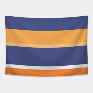 A pleasant combo of Purple Navy, White, Topaz, Rajah and Royal Orange stripes. Tapestry