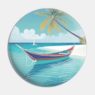 Retro Vintage Tropical Maldives Escape Pin