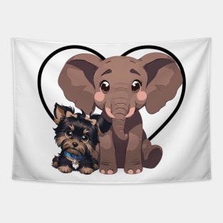 Elephant and Dog Friends Tapestry