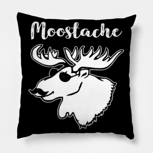 Moose-stache Funny Moose Mustache With Sunglasses Graphic Design Pillow by Jozka
