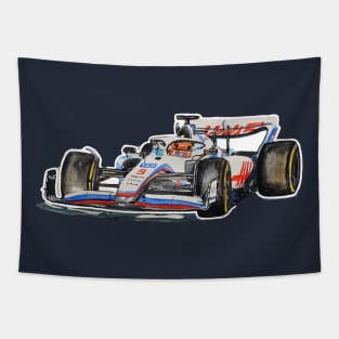 Racing Car in watercolours pattern illustration, Formula 1 watercolours Tapestry