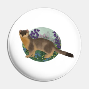 Stoat and Wildflowers Pin