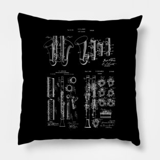 Clarinet Player Gift Patent Blueprints Pillow