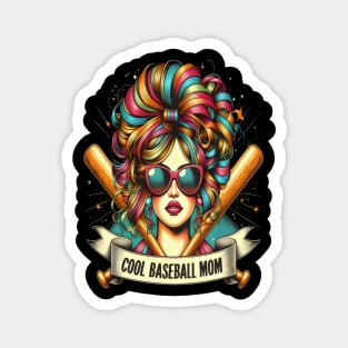 Vibrant Hair, Fierce Stance  Cool Baseball Mom Magnet