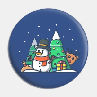 Cute snowman with pine tree Pin