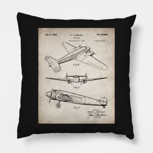 Lockheed Airplane Patent - Electra Air Plane Art - Antique Pillow