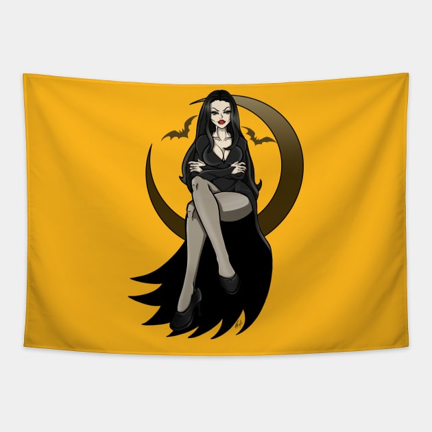 Morticia Addams Tapestry by MauryAraya316