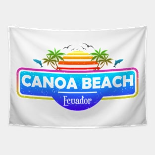 Canoa Beach Ecuador, Palm Trees Sunset Summer Tapestry