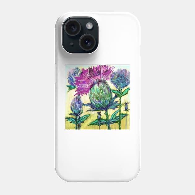 Scottish Thistle Flower In The Sunny Wheat Field Phone Case by Hyssopartz