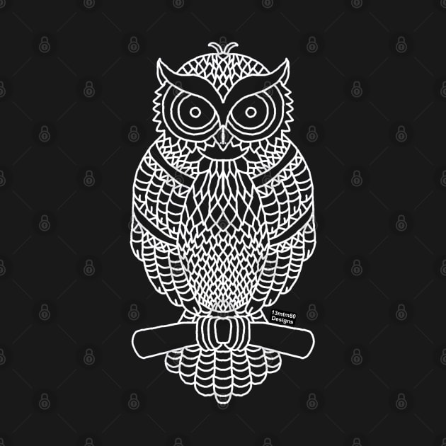 Owl Outline (white) by 13mtm80-Designs