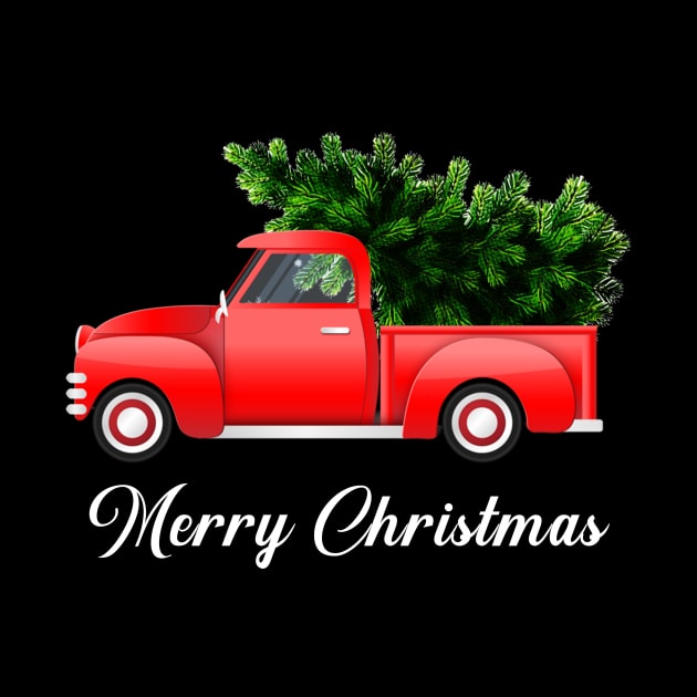 Merry Christmas Retro Vintage Red Truck by Soema