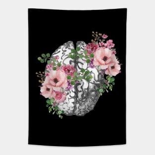 Brain human anatomy,pink roses, mental Tapestry