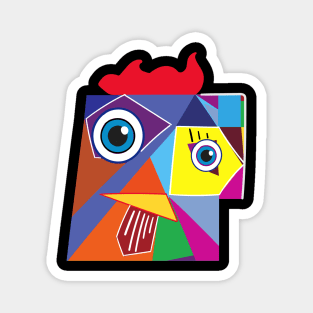 Crazy Rooster - Colorful Minimalist Design Magnet