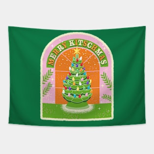 Merry Kitschmas Ceramic Christmas Tree design Tapestry