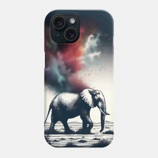 Monochromatic Elephant With Colorful Splash Phone Case