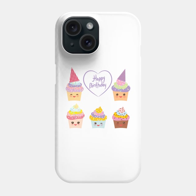 Happy Birthday Cupcake (3) Phone Case by EkaterinaP