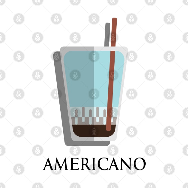 Iced Cold Americano coffee front view in flat design style by FOGSJ