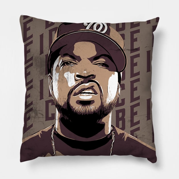 Ice cube rapper vintage, brown poster vector Pillow by Degiab