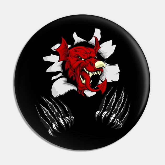 Devil Red Dragon Scratches Creature Monster Pin by Onceer