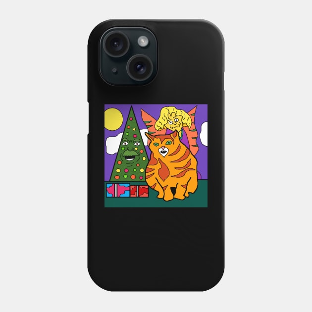 fairy cat Christmas with presents Phone Case by Catbrat