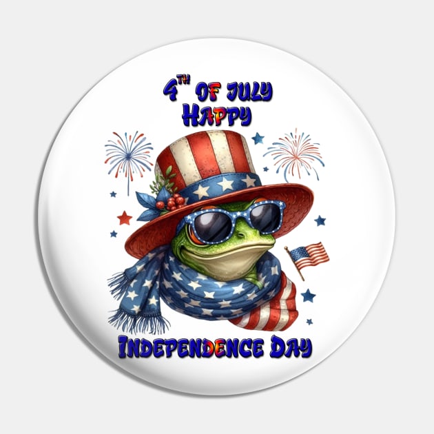 Patriotic Frog: Hat and Shades Pin by coollooks