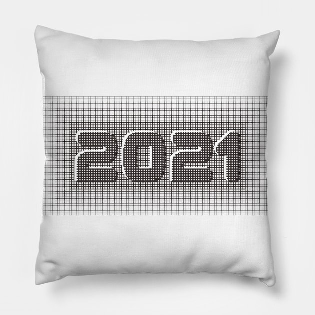 Happy New Year 2021 Block Illusion Design Pillow by radeckari25