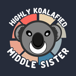 Koala Bear Highly Koalafied Middle Sister Text White T-Shirt